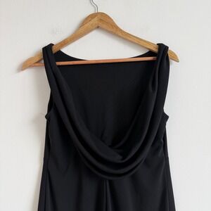 Vintage Y2K Habits Empire Waist Cowl Back Black‎ Mini Dress